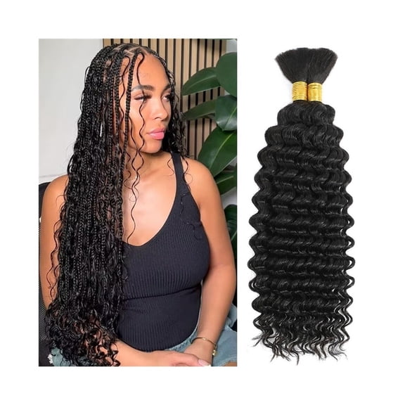 Human Braiding Hair 100g No Weft Deep Wave Bulk Human Hair Bundles for Boho Braids