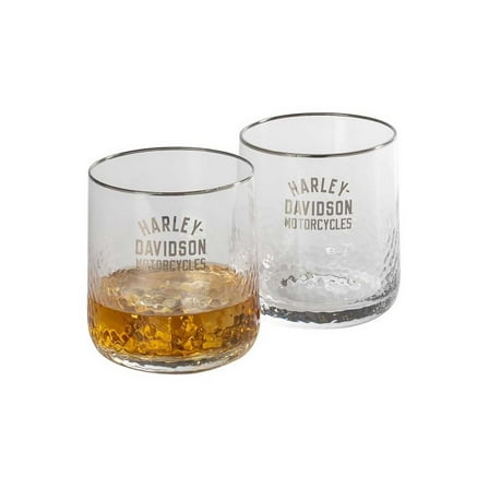 Harley-Davidson 12 oz. Pebbled Double Old Fashion Glasses Set, Set of Two, Harley Davidson