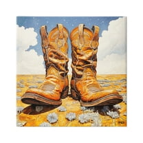Stupell Industries Cowboy Boots Cloudy Landscape Landscape Painting Gallery Wrapped Canvas Art Print Wall Art, 30 x 30