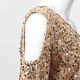 thumbnail image 6 of AZZAKVG Womens Off Shoulder Solid Color Glitter Irregular Hem Dress Party, 6 of 9