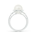 thumbnail image 2 of ANGARA Freshwater Cultured Pearl Halo Ring with Diamonds in 14K White Gold for Women | June Birthstone, Birthday, Anniversary, Jewelry Gift for Women | Pearl Ring, 2 of 8