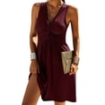 thumbnail image 3 of Women Summer V Neck Front Knotted Sleeveless Tank Dress Solid Casual A Line Dresses, 3 of 6
