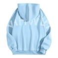 thumbnail image 6 of Hoodies for Women Oversized Letter Print Sweatshirt Long Sleeve Soft Comfy Pullover with Pocket Casual Fall Winter Fashion Clothes ,Light Blue,XL, 6 of 6