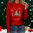 thumbnail image 2 of QSAWXQZ Women's Christmas Blouse Long Sleeve Crewneck Graphic Pullover Shirt for Spring Red M, 2 of 5