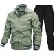 thumbnail image 4 of Conjunto de chaqueta deportiva informal para hombre, chaqueta deportiva de color liso para otoño, pantalones para hombre, 4 of 5