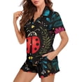 thumbnail image 2 of Garronmavis Ladybug Pajamas for Women Set 2 Piece PJ Soft Comfy Lounge Sets T-Shirt & Sleep Shorts Loungewear Set with Pocket, Black, 2 of 7