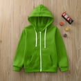 thumbnail image 2 of UAYOTSE Boys Sweatshirts Comfortable Warm Solid Color Zipper Hooded Girls Sweatshirts(Green#5,6-7 Years), 2 of 6
