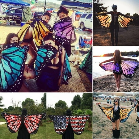 Colorful Soft Fabric Butterfly Wings Fairy Ladies Nymph Pixie Costume