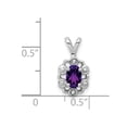thumbnail image 2 of 925 Sterling Silver Polished Amethyst and Diamond Pendant Necklace 15x9mm Wide Pendant for Women, 2 of 2