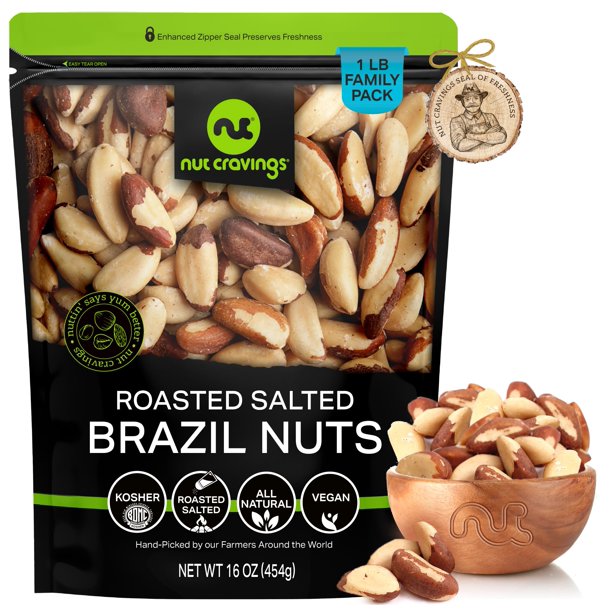 Brazil Nuts Roasted & Salted, Whole (16oz 1 lbs) by Nut Cravings