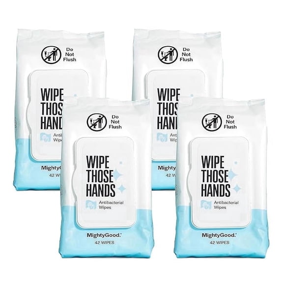 Wipe Those Hands Antibacterial Wipes - Alcohol & Fragrance-Free - 4 Packs of 42, 168 Total