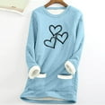 thumbnail image 2 of fheaev Fleece Sweatshirt for Women Winter Warm Lined Printed Tunic Top Thermal Fleece Crew Neck Long Sleeve Pullover Winter Warm Underwear Blouses, 2 of 4
