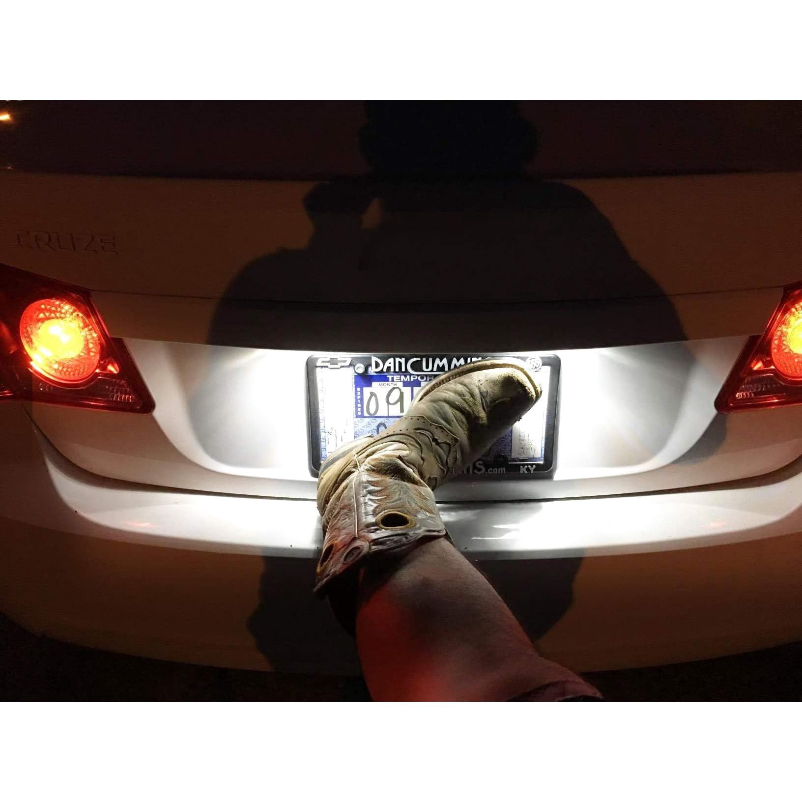 OEM-Fit 3W Full LED License Plate Light Kit For 2011-15 Chevy Cruze & 2016-up Chevrolet Spark, Powered by 18-SMD Xenon White LED & Can-bus Error Free