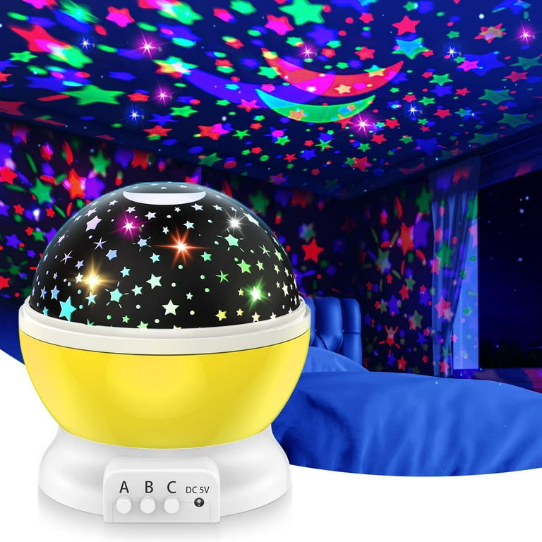 Night Light Projector for Kids 360° Rotating Moon Stars