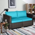 thumbnail image 4 of Gymax 2PCS Rattan Corner Sofa Set Patio Outdoor Furniture Set w/ 4 Blue Cushions, 4 of 10