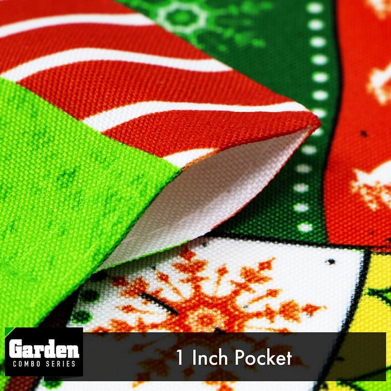 G128 2sets: 36"x16" Garden Yard Flag Stand Stake Black & 12"x18" Christmas Garden Flag Mittens Outside