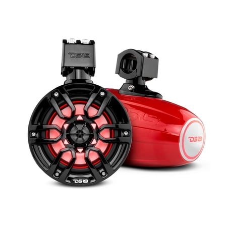 DS18 HYDRO NXL-X6TP/RD 6.5 Marine Water Resistant Wakeboard Tower Speakers with Integrated RGB LED Lights 300 Watts - Red