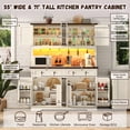 thumbnail image 3 of ANPOO 71" Tall Farmhouse Kitchen Pantry Cabinet with LED Light, Power Outlet & 8 Doors with Door-mounted Storage, Large Freestanding Storage Hutch with Open Countertop for Dining Room, Living Room, 3 of 7