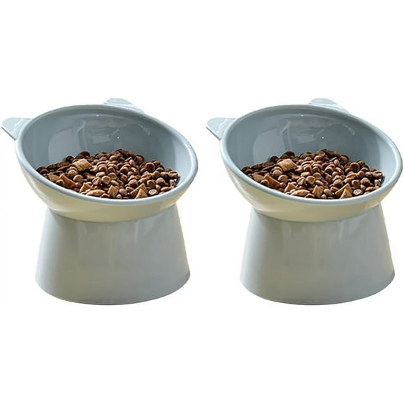 Cute Cat Bowl for Kittens and Puppies, Ergonomic Design Non-Spill Feeder, Microwave and Dishwasher Safe Tilted Raised Posture Anti-Vomiting Pet Bowls