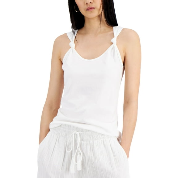 INC International Concepts Womens Knotted Strap Tank Top Bright White 2XL