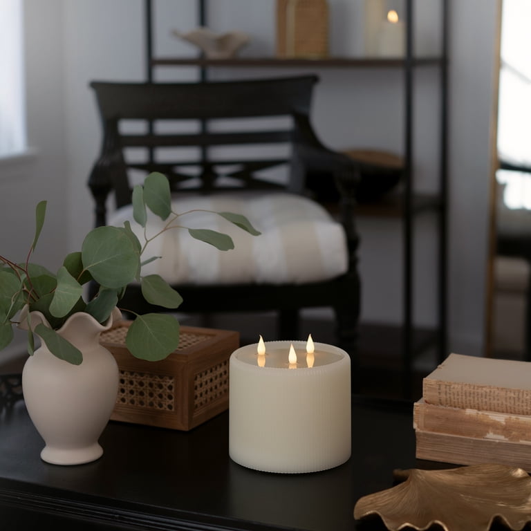 Home Decor Collection Fluted Large 3-Wick LED Flameless Candle photo 6