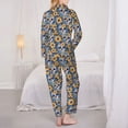 thumbnail image 3 of Bingfone Womens Pajama Sets Skull daisy yellow blue Print,Long Sleeve Loungewear Pajamas Set-Small, 3 of 8