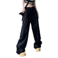 thumbnail image 3 of NFTOEIULA Women Drawstring Waist Straight Wide Leg Cargo Pants With Pockets, 3 of 7