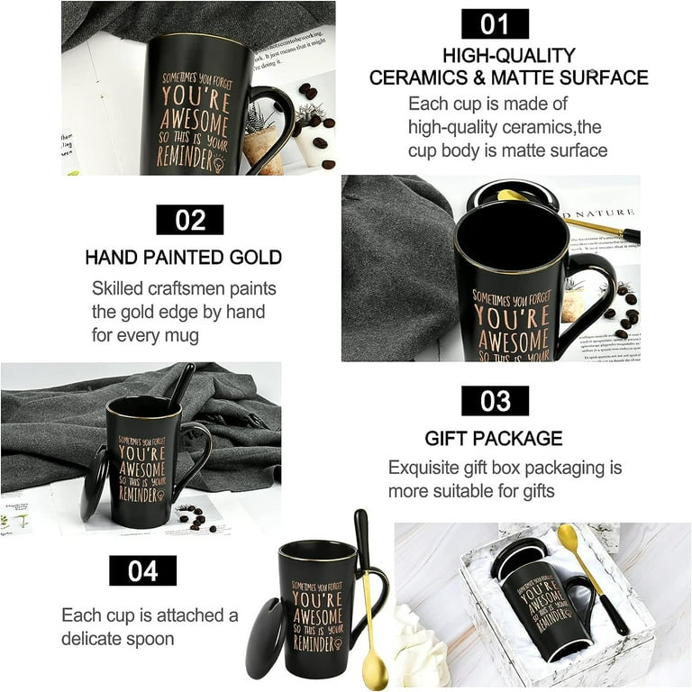 Futtumy Black 14 fl oz Coffee Mugs Ceramic Mug Tea Cup, Thank You for Being  Awesome Mug, Inspirational Christmas Birthday Gifts for Men Women Friends,  Thank You Gifts for Mug 