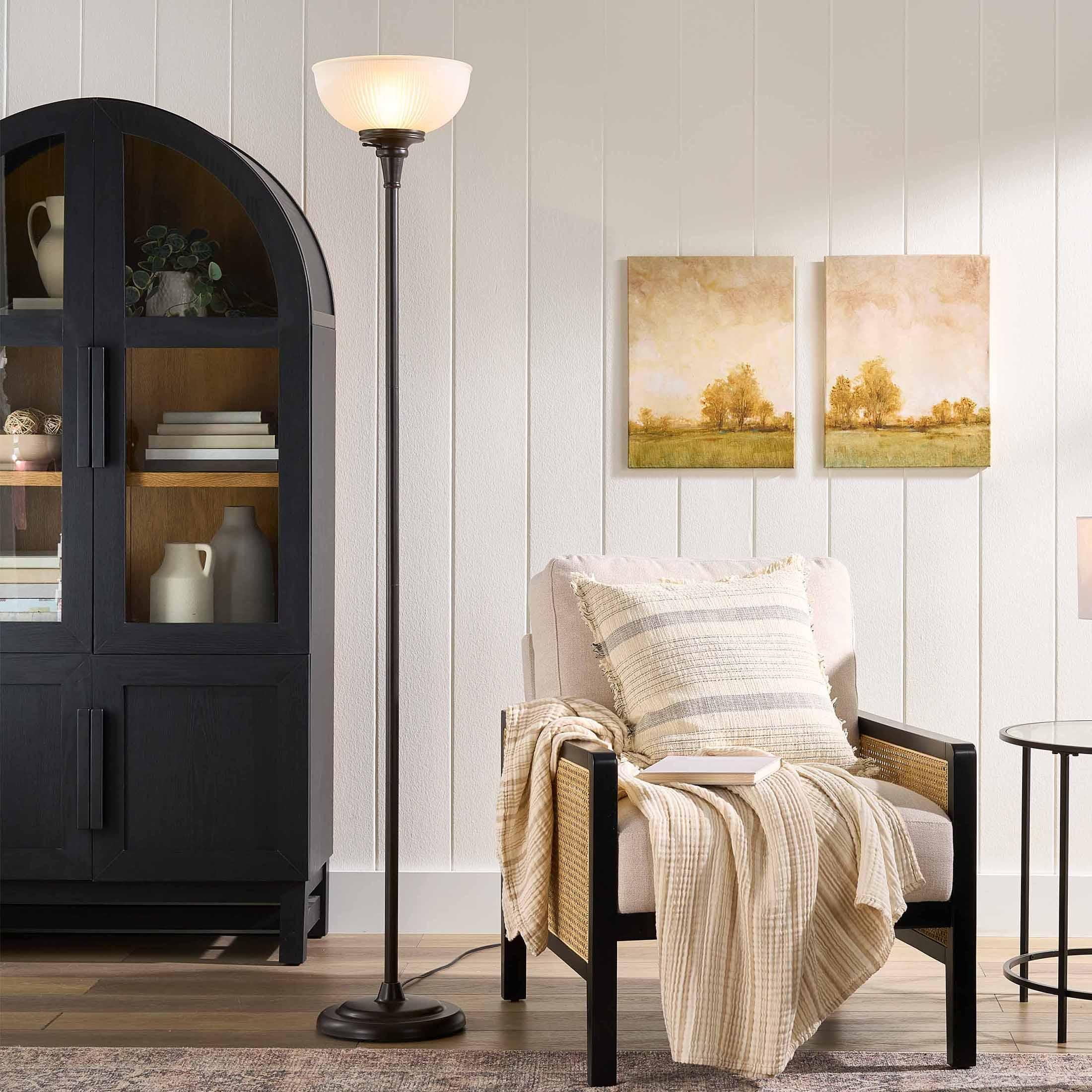 Better Homes & Gardens 71" New Ribbed Frosted Glass Oil Rubbed Bronze Floor Lamp, Modern Styling