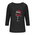 thumbnail image 5 of Ltctricy Women's Tunic Tops 3/4 Length Sleeve Crew Neck Curved Hem Christmas Printed Ribbed Knit T Shirts Casual Tee Blouses(Navy,Small), 5 of 6