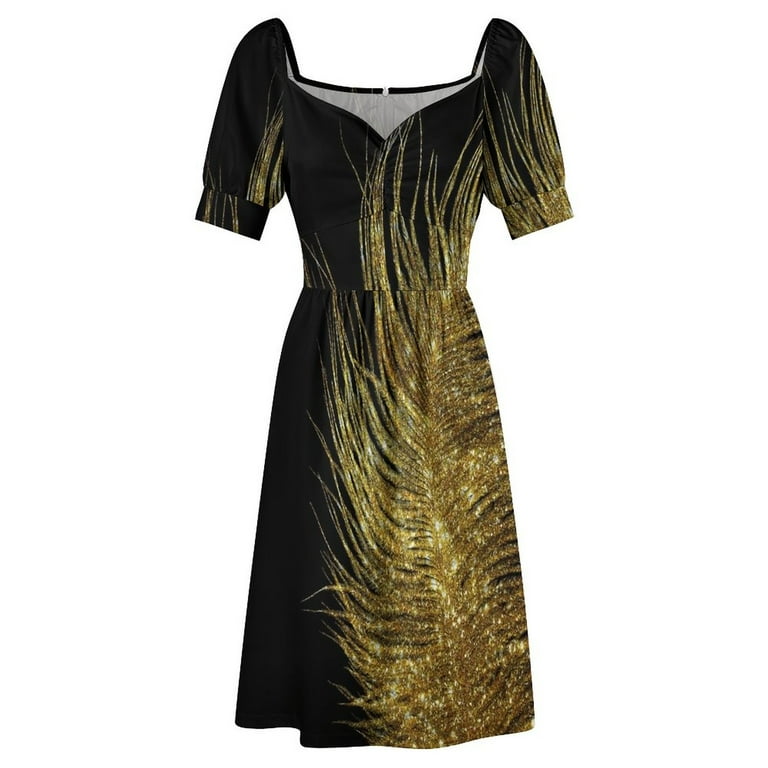 black and gold feather dress BRIANNA Embellished Feather Mini Dress In Gold and Black Ombre main image 1