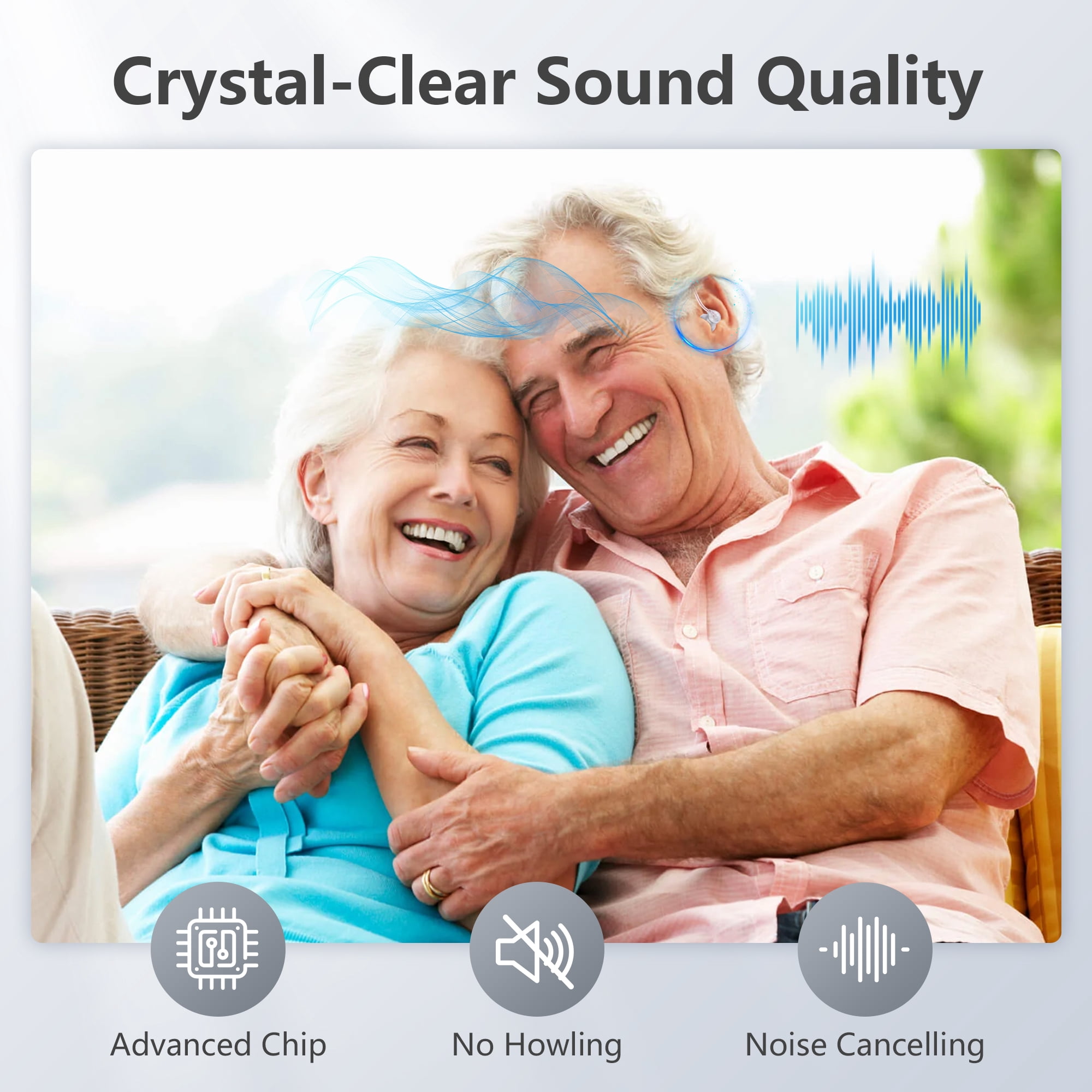 Personal Sound Amplifiers for Ears with Noise Reduction, Mini Invisible Rechargeable Digital Personal Sound Amplifier for Seniors, 2pcs ,Beige