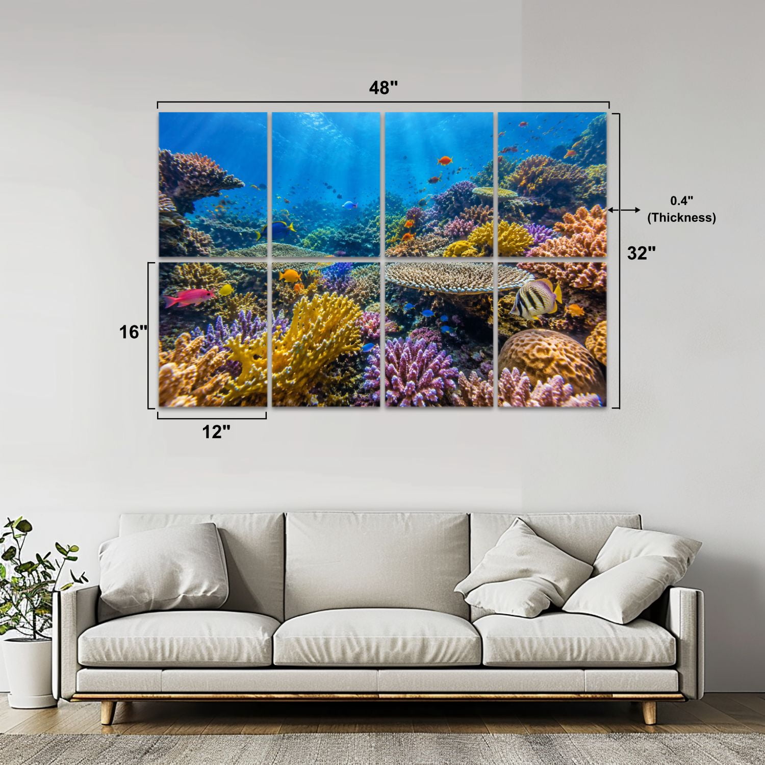 8 Pack Art Acoustic Panels Sound Absorbing Tropical Fish Decorative Soundproof Wall Panels Self Adhesive for Nursery Game Room Bedroom 48"x32"