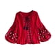 thumbnail image 3 of Blusa bordada para mujer, camisa informal de manga larga a la moda para verano y calle. Rojo, 3 of 9