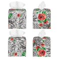 thumbnail image 2 of KLL Roses Mixed Zebra 1 Print Tissue Box Cover,Leather Tissue Holder Square Facial Tissue Case Facial Paper Organizer Dispenser for Bathroom, Vanity Countertop, 2 of 7