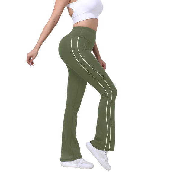 Yoga Pants for Women High Wide Waist Flared Stretchy Leggings Athletic Workout Trousers Fashion Basics Classic Outfits Army Green S