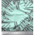 thumbnail image 1 of Soimoi Green Moss Georgette Fabric Text & Monuments Architectural Print Fabric by Yard 42 Inch Wide, 1 of 1