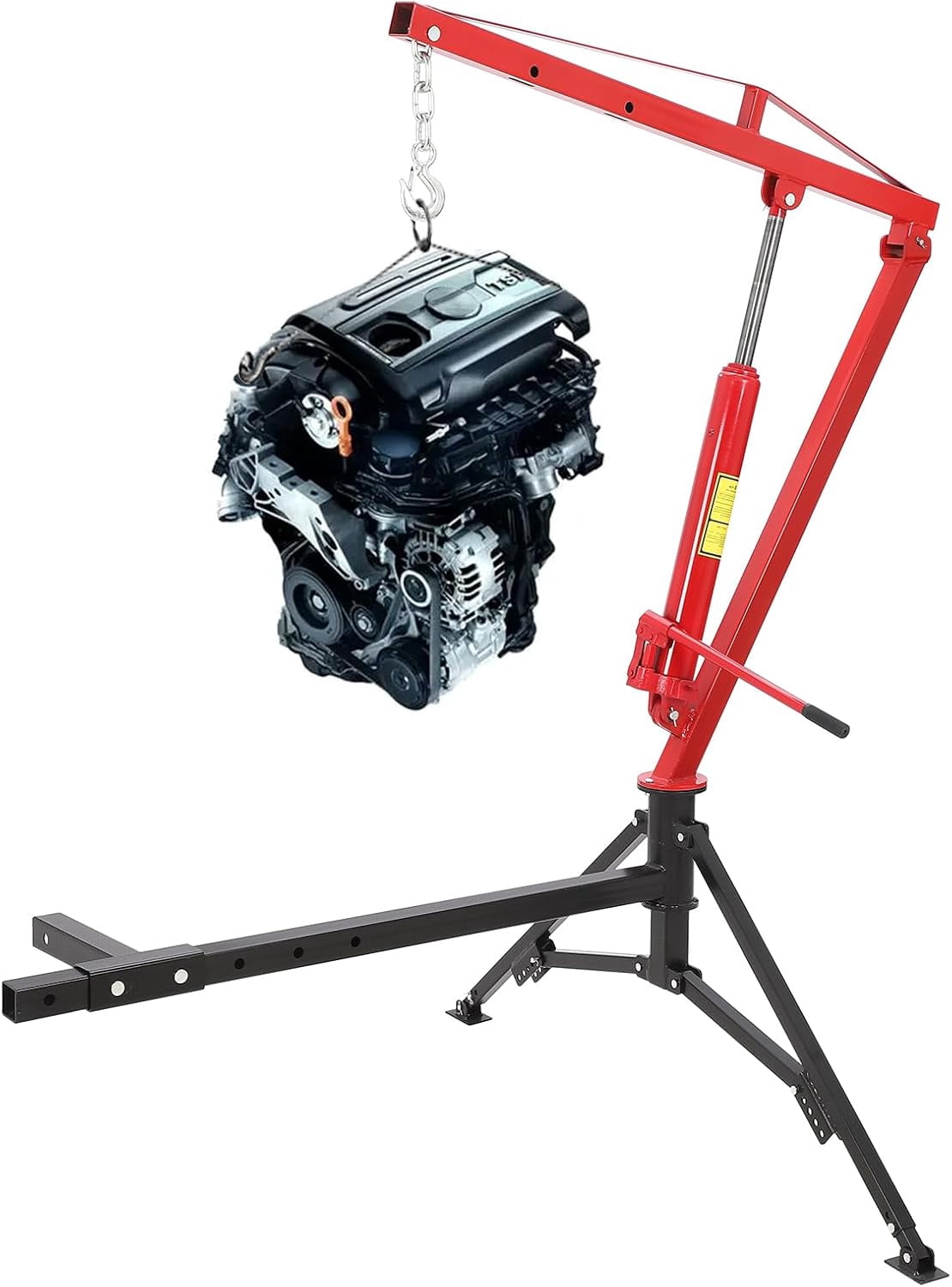 Hydraulic Hitch-Mount Truck Crane Professional 2-Inch Hitch Receiver, 3 Adjustable Capacities: 500 lbs, 750lbs, 1000 lbs(MAX) Red