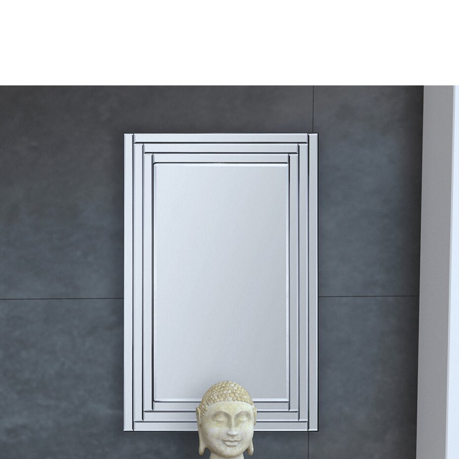 Modern & Contemporary Beveled Wall Mirror, Framed Yes, Damp, Dry, or