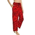 thumbnail image 2 of Kll Womens Red Rose Print Pajama Pants Soft Pajama Bottoms For Women Cozy Lounge Pants, 2 of 9