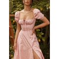 thumbnail image 2 of HAHDAXIA Women Puff Sleeve Split Maxi Dress Square Collar Ruffle Floral Boho Dresses Cottagecore Backless Sundress, 2 of 7