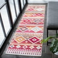 thumbnail image 3 of SAFAVIEH Montage Ashley Geometric Indoor/Outdoor Area Rug, Red/Fuchsia, 6'7" x 6'7" Round, 3 of 10