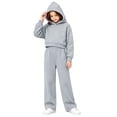 thumbnail image 3 of Girls Boys Classic 2pcs Sweatsuit Fleece Tracksuit Pullover Hooded Sweatshirts and Drawstring Wide Leg Sweatpants Activewear, 3 of 7