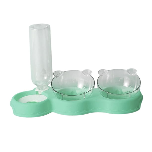 Comedero y bebedero para perros y gatos, desmontable automáticamente, ideal para cachorros, gatos y otros animales. Verde