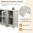 thumbnail image 3 of EUROCO 58'' Farmhouse Sideboard Storage Buffet Cabinet, Curved Line Design Storage Cabinet with 3 Adjustable Shelves, 4 Glass Doors and Black Handle for Dining Room and Kitchen, Antique White, 3 of 8
