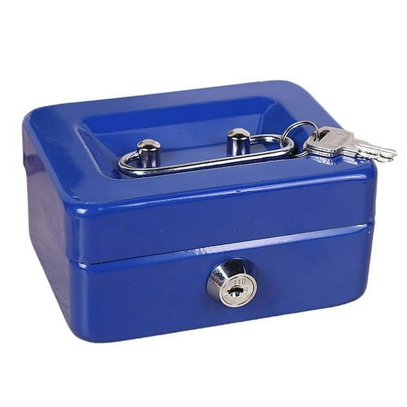 LAMIRO Mini Cash Box with Security Lock And Two Keys Compact Shock-proof Portable Multi Compartments Deposit Petty Cash Safe Metal Box Jewelry Precious Stuff Container