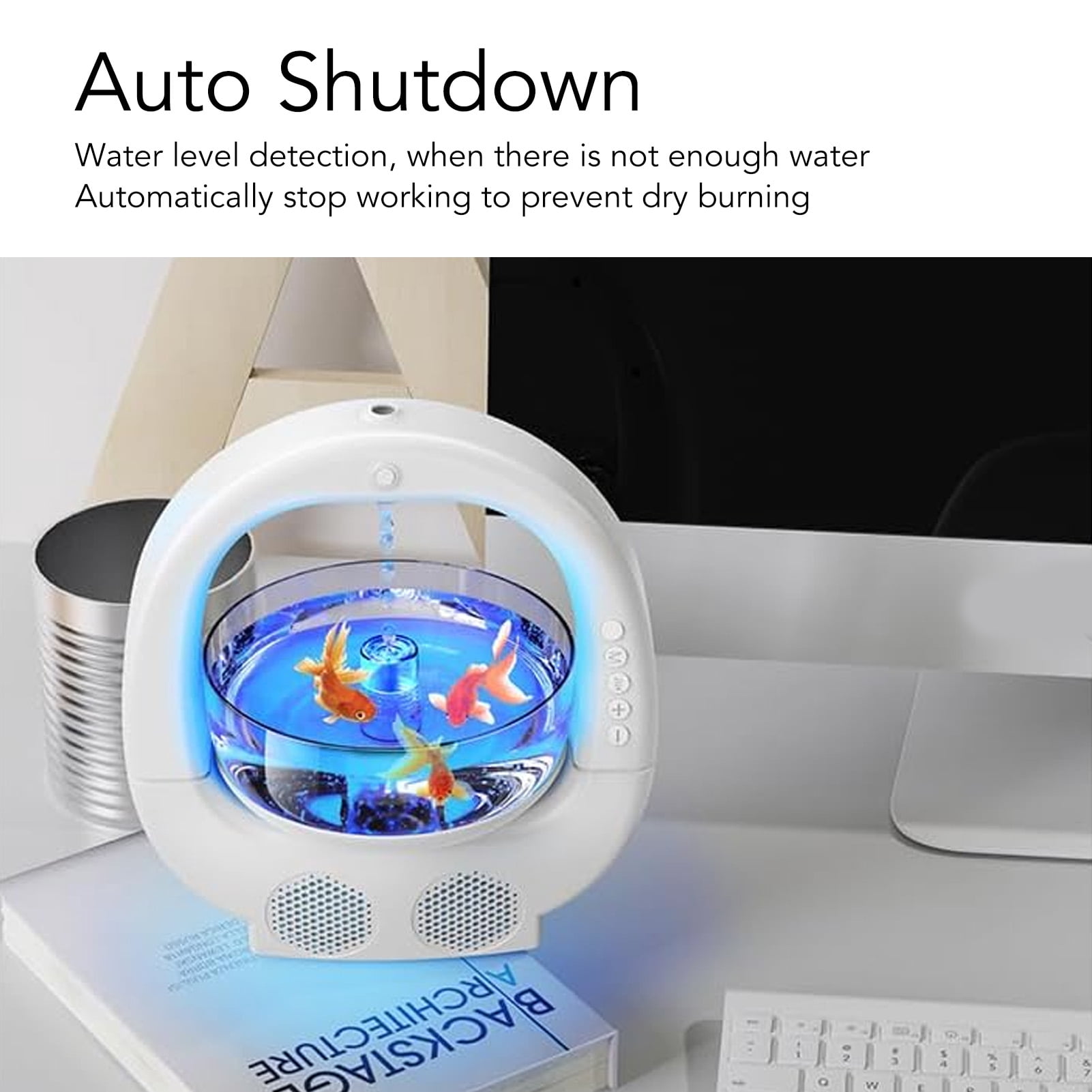 Suodoka Anti Gravity Humidifier Cool Mist Desktop Water Drop Air Humidifier with White Noise 700ml / 23.7 fl oz for Bedroom Office 10.1 x 9.1 inches