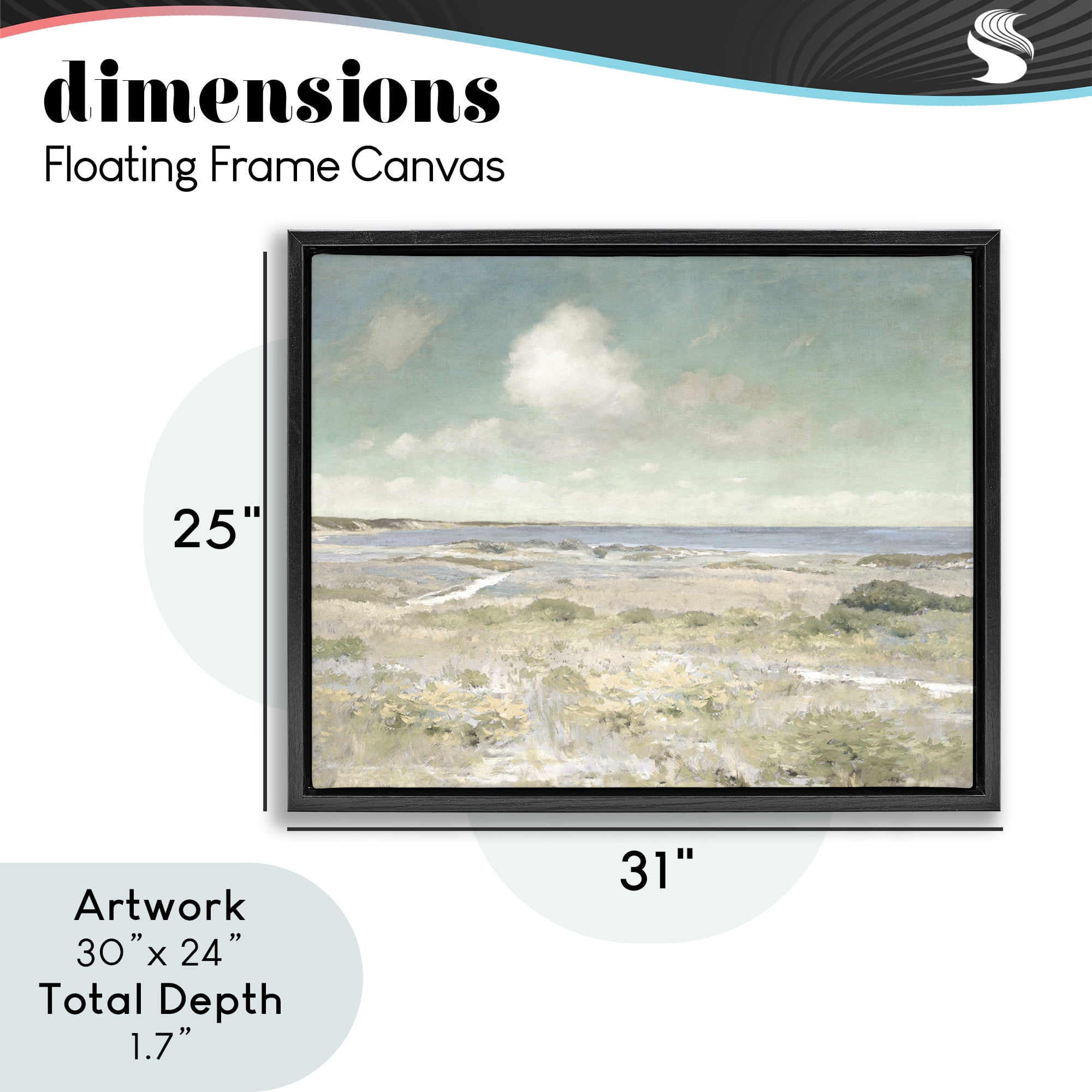 Stupell Industries Water View with Clouds Black Framed Floater Canvas Wall Art, design by Christy McKee