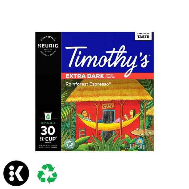 Keurig® Timothy's® Espresso Forêt Tropicale® Café de Torréfaction très foncée capsules K-Cup® recyclables