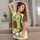 thumbnail image 3 of Fotbe Cute Avocado Doing Exercise Bata de Dormir para Mujer con Estampado, Camisón de Algodón de Manga Corta, Ropa de Dormir Casual, 3 of 6